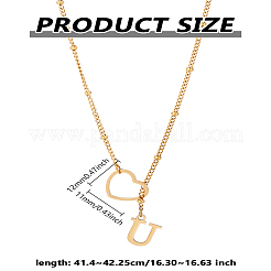 1Pc Letter & Heart Stainless Steel Lariat Necklaces for Women&nbsp;NJEW-LP0002-87G-U