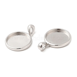 Anti-Tarnish Rhodium Plated 925 Sterling Silver Pendant Cabochon Settings&nbsp;STER-I017-017P