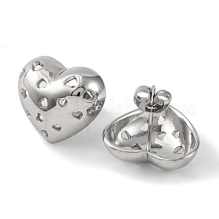 304 Stainless Steel Hollow Heart Stud Earrings&nbsp;EJEW-D281-01S