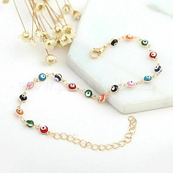 Christmas Brass Evil Eye Enamel Link Chain Anklets for Women&nbsp;WGC2D50-02