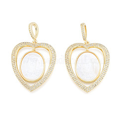 Brass Micro Pave Clear Cubic Zirconia Pendants&nbsp;KK-N227-137