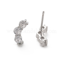 Brass Micro Pave Clear Cubic Zirconia Stud Earrings&nbsp;EJEW-R016-01P