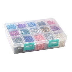 375G 15 Colors Baking Paint K9 Glass Seed Beads&nbsp;SEED-JP0004-03-4mm