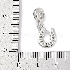 Brass Clear Cubic Zirconia Horseshoe European Dangle Charms&nbsp;KK-Q028-56P