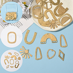 24Pcs 12 Styles Brass Filigree Joiners Links & Pendants&nbsp;KK-SC0006-83