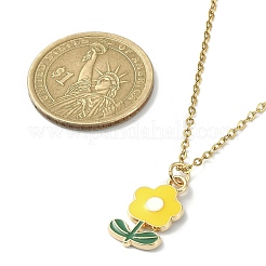 Zinc Alloy Enamel Flower Pendant Necklace with 304 Stainless Steel Cable Chains&nbsp;NJEW-JN04370
