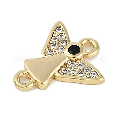 Brass Clear & Black Cubic Zirconia Connector Charms&nbsp;KK-I719-30G
