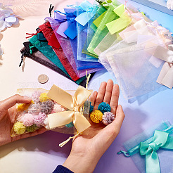 30Pcs 15 Colors Rectangle Organza Drawstring Bags&nbsp;ABAG-TA0001-89