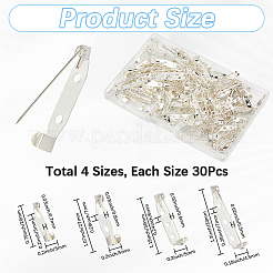 120Pcs 4 Styles Iron Brooch Findings&nbsp;IFIN-SP0001-33S