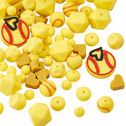 67Pcs 7 Styles Sports Ball Silicone Beads&nbsp;SIL-TA0003-47C