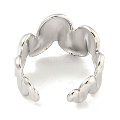 Non-Tarnish Wave 304 Stainless Steel Open Cuff Finger Rings for Women&nbsp;RJEW-P114-01P