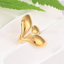 Teardrop 304 Stainless Steel Open Cuff Rings&nbsp;RJEW-R018-01G-03