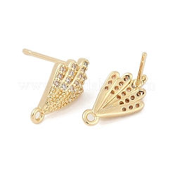 Brass Micro Pave Cubic Zirconia Stud Earring Findings&nbsp;KK-Z094-13G