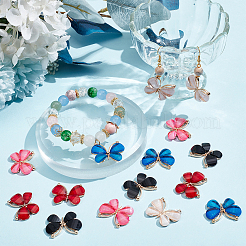 20Pcs 5 Colors Light Gold Plated Alloy Glass Pendants&nbsp;GLAA-SC0002-32