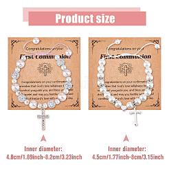 2Pcs 2 Style Cross fleury Charm Bracelets Set&nbsp;BJEW-FI0001-80
