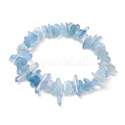 Natural Aquamarine Chips Beaded Stretch Bracelets&nbsp;BJEW-TA00494-01