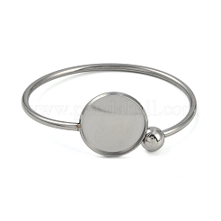 304 Stainless Steel Blank Bangle Bases with Flat Round&nbsp;STAS-Z088-01P-03