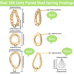 18Pcs 3 Styles Brass Stud Earrings&nbsp;KK-BBC0018-60