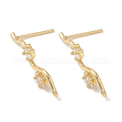 Brass with Clear Cubic Zirconia Stud Earring Findings&nbsp;LS-KK-G499-02G