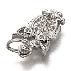 Brass Micro Pave Clear Cubic Zirconia Charms&nbsp;ZIRC-C020-45P