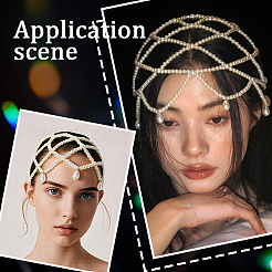 Imitation Pearl Alloy Mesh Headpiece Cap&nbsp;AJEW-WH20072-47
