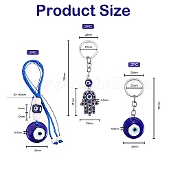 6Pcs 3 Style Handmade Evil Eye Lampwork Keychain&nbsp;KEYC-SW00002