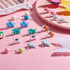 7Pair 7 Style Cute Animal Resin Stud Earrings&nbsp;EJEW-SZ0001-59