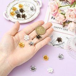 20Pcs 4 Colors 3D Brass Bead Caps&nbsp;KK-YW0004-73