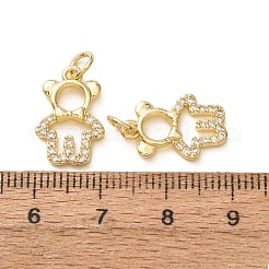 Brass Micro Pave Clear Cubic Zirconia Pendants&nbsp;CU-E003-18G-01