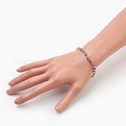 Natural Cloud Quartz & Pyrite Beads Stretch Bracelets&nbsp;BJEW-JB03884