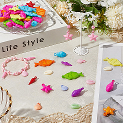 180Pcs 6  Style Opaque Acrylic Pendants&nbsp;SACR-SP0001-29