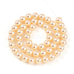 UV Plating Pearlized Glass Pearl Beads Strands&nbsp;GLAA-F128-01B-T6