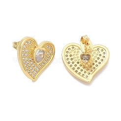 Rack Plating Brass Micro Pave Clear Cubic Zirconia Stud Earrings for Women&nbsp;EJEW-C125-04G