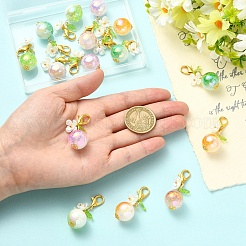 15Pcs 5 Colors Acrylic & Resin Pearl Flower Pendant Decorations&nbsp;HJEW-YW00509