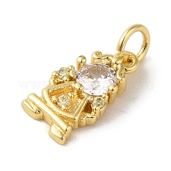 Brass Micro Pave Clear Cubic Zirconia Pendants&nbsp;KK-R162-021B-G