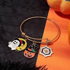 Halloween Theme Adjustable Stainless Steel Bangles&nbsp;BJEW-JB10786