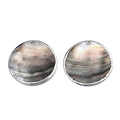 Natural Black Lip Shell Pendants&nbsp;SSHEL-N034-127B-01P