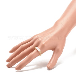 Natural White Jade Column Beaded Finger Ring with Synthetic Hematite&nbsp;RJEW-JR00460-02