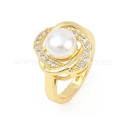 Brass Micro Pave Cubic Zirconia Finger Rings for Women&nbsp;RJEW-D340-02G-09