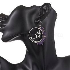 Alloy Moon with Star Dangle Earrings&nbsp;EJEW-JE06804