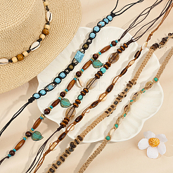 16Pcs 16 Styles Wax Rope & Plastic & Synthetic Turquoise Adjustable Hat Band&nbsp;DIY-MA0007-10