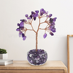 1Pc Natural Amethyst Chips Tree of Life Decorations&nbsp;DJEW-DJ0001-08B