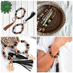 100Pcs 2 Patterns Printed Natural Wooden Beads&nbsp;WOOD-BY0001-01