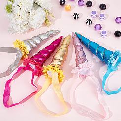 5Pcs 5 Colors Cloth Unicorn Horn Headbands for Kids&nbsp;OHAR-DR0001-01
