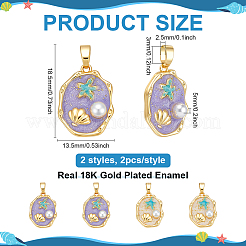 4Pcs 2 Colors Brass Enamel Pendants&nbsp;KK-BC0015-20