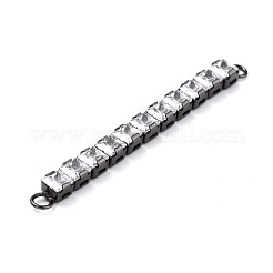 Brass Clear Square Cubic Zirconia Links Connectors&nbsp;ZIRC-G170-22