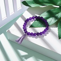 Dyed Natural Malaysia Jade Round Beads Stretch Bracelets Set&nbsp;BJEW-JB06956