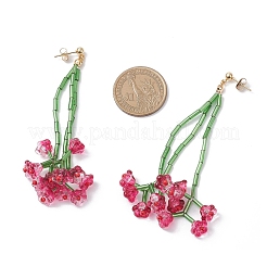 Brass Glass Dangle Stud Earrings&nbsp;EJEW-TA00711-02