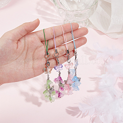 Lily of the Valley Acrylic & Glass Mobile Straps&nbsp;HJEW-DR00048