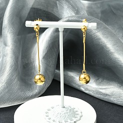 304 Stainless Steel Round Beaded Dangle Stud Earrings for Women&nbsp;EJEW-G417-01G